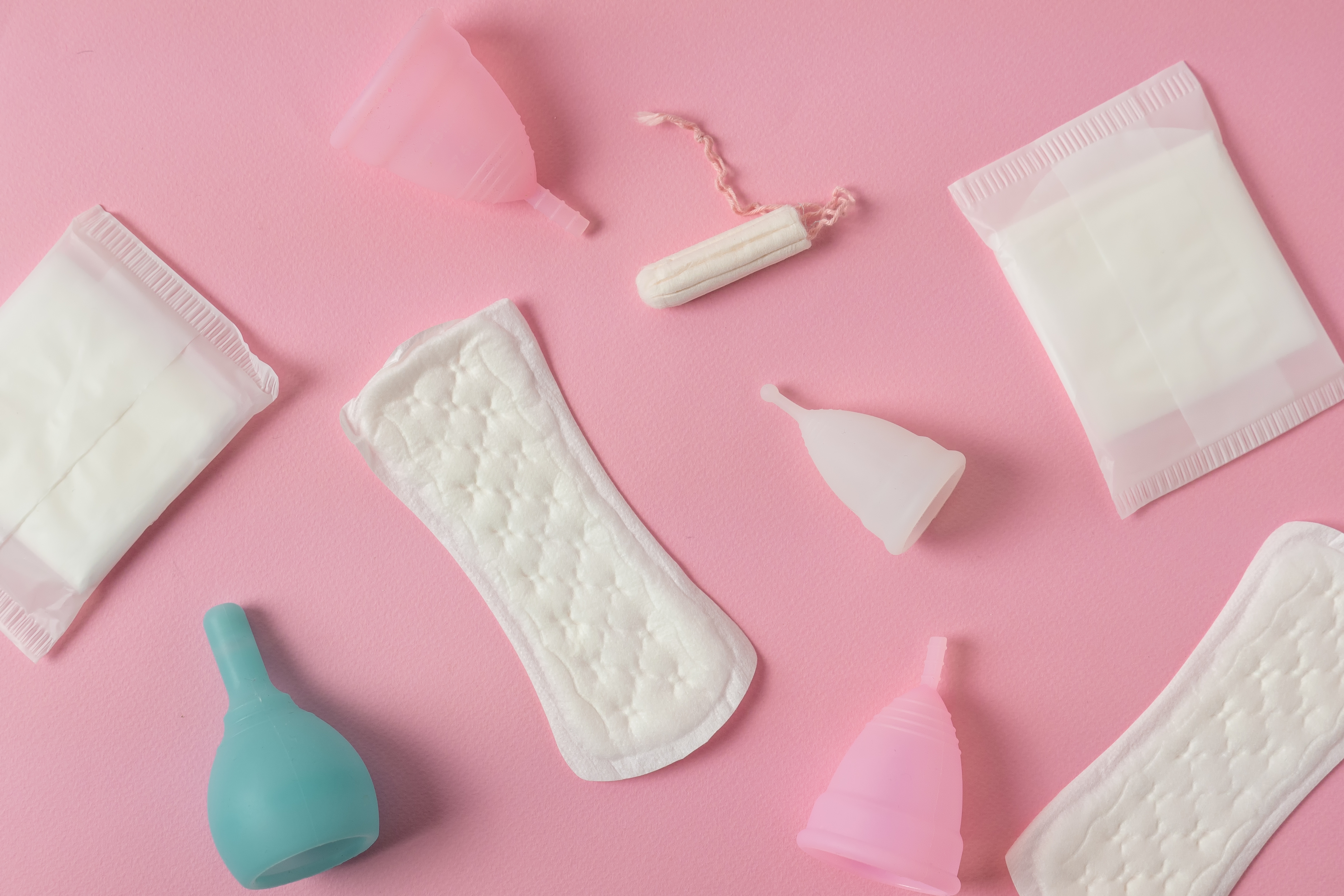 Different,Types,Of,Feminine,Menstrual,Hygiene,Materials,Products,Such,As